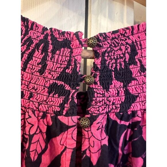 Anthropologie XS Arielle Sleep Maxi Dress Pink Navy Pockets Boho - Picture 9 of 11